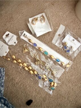 Gold-Tone Multi-Stone Bracelet Set with Blue & Turquoise Accents